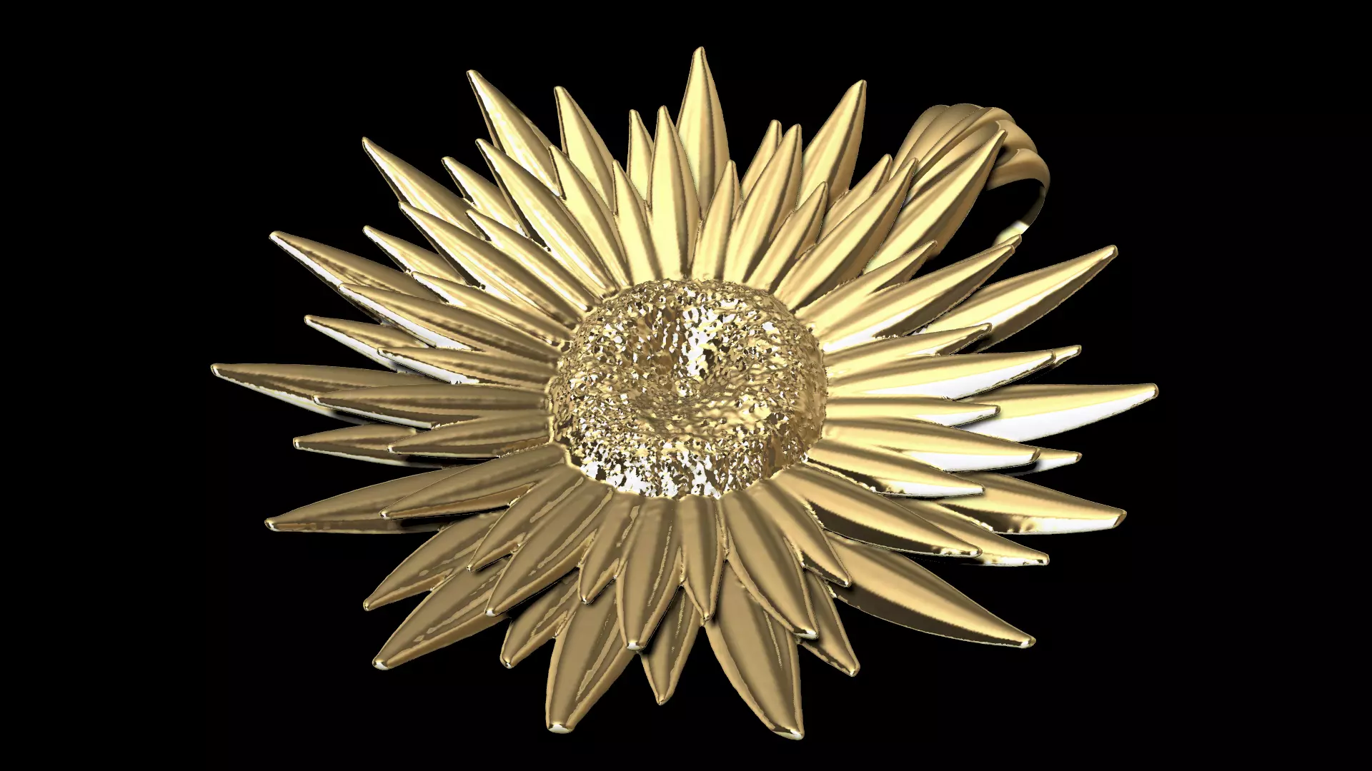 Sunflower Pendant 1 3D print model_0