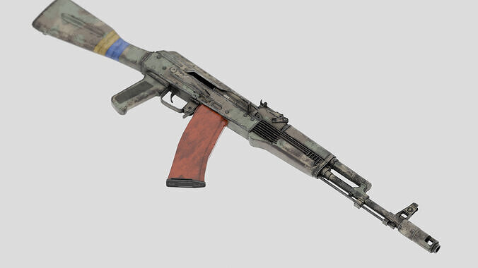 Rigged AK-74 Ukraine Edition  Low-poly 3D model