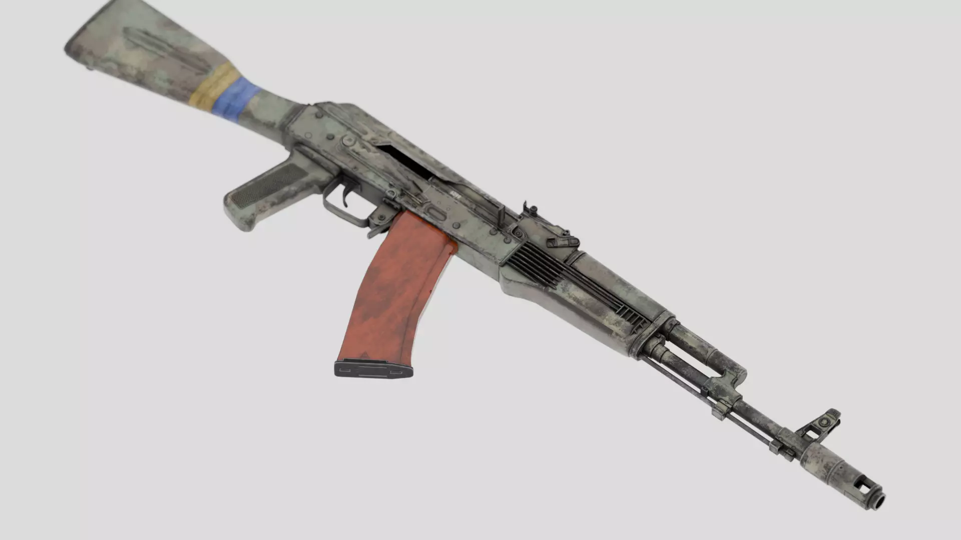 Rigged AK-74 Ukraine Edition  Low-poly 3D model_0