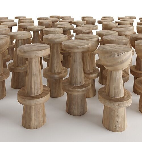 Handmade Wooden Stoolbar 3D model
