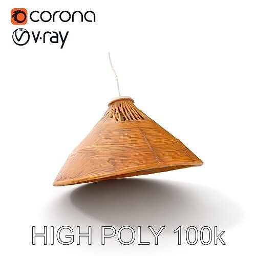 Wicker Pendant Lamp Shade D Model Pack Low-poly 3D model