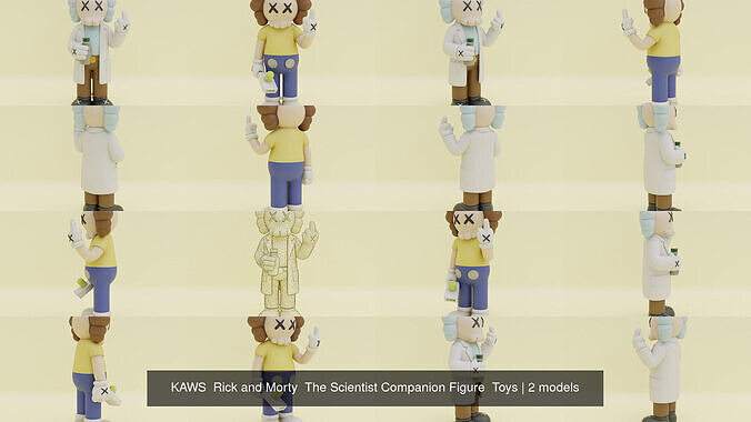  KAWS  Rick and Morty  The Scientist Companion Figure  Toys 3D Model Collection