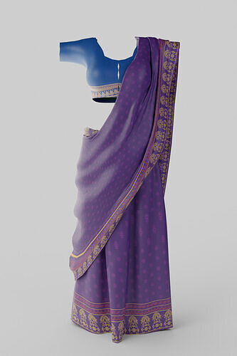 Traditional Indian Saree Dress Set with 3 Different Color Free 3D model
