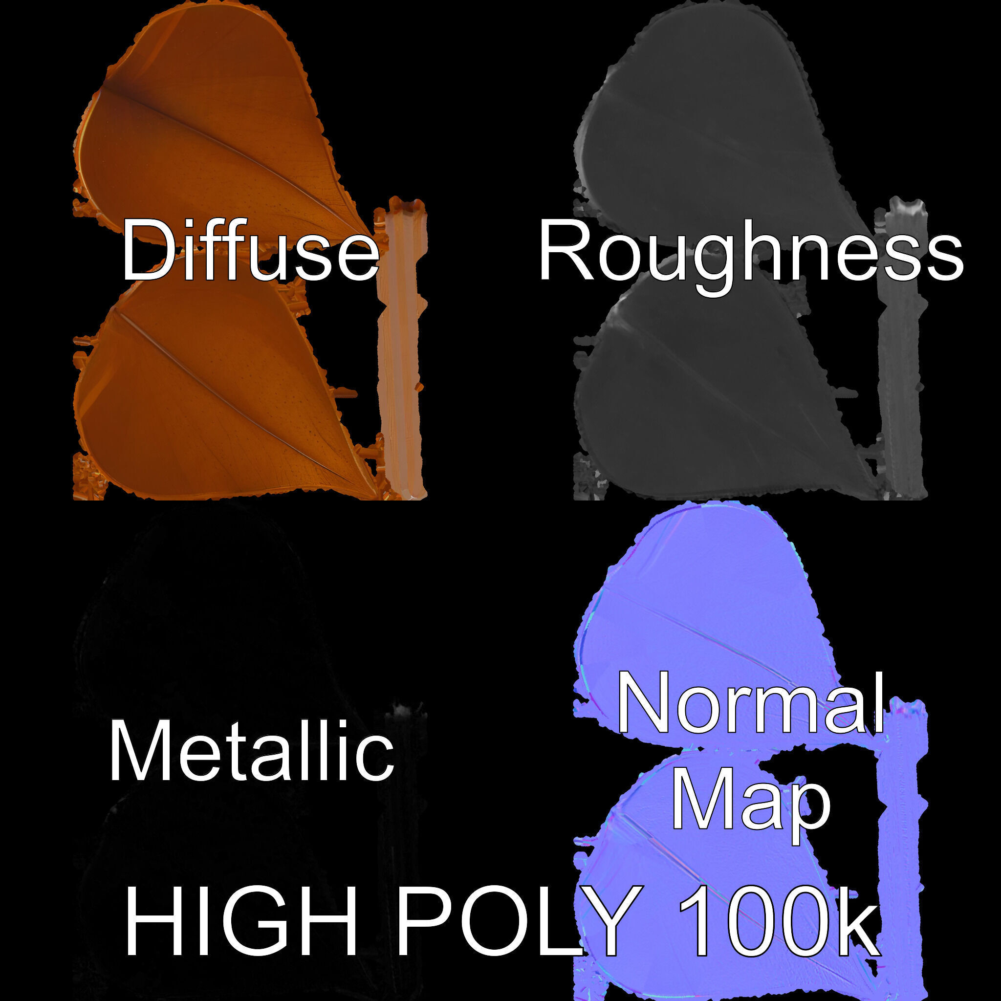 Bronze Leaf Ornament Model Pack Low-poly 3D model_3