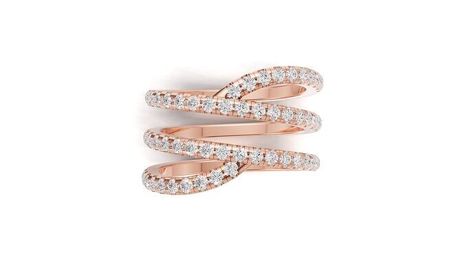 Multi Row Diamond Band Ring 3D print model