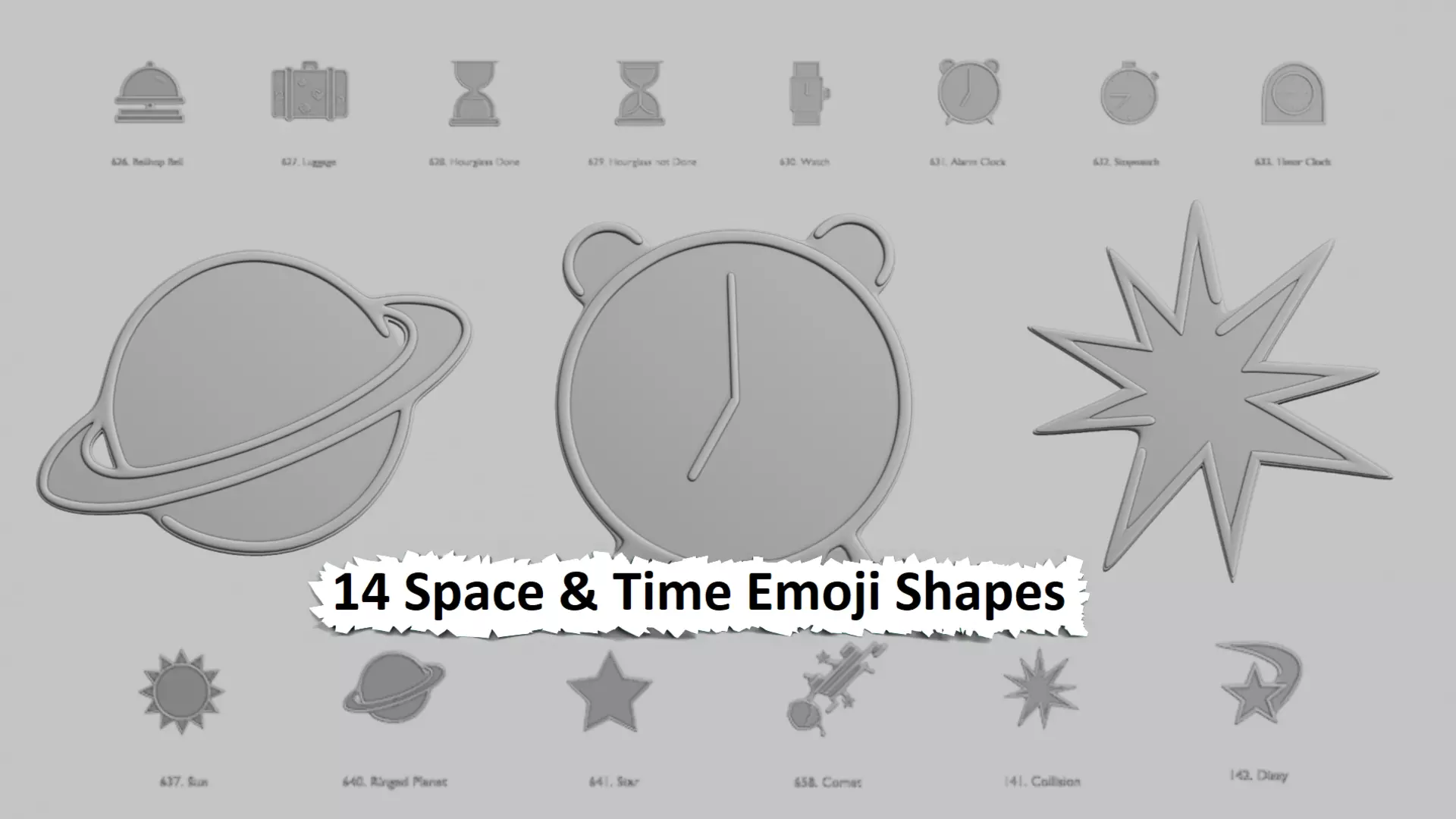 Space and Time Emoji Pack 3D Printable 14 Unique Emojis 3D print model