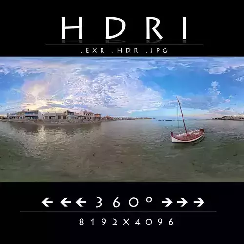 Traditional Fishing Boat in Tranquil Coastal Village 