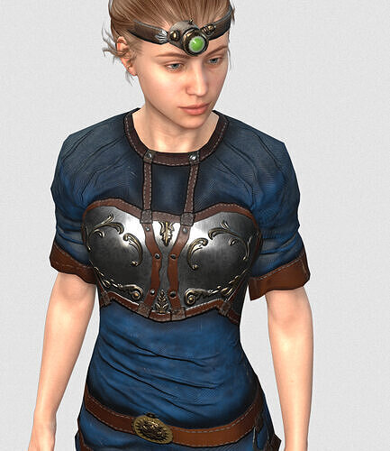 Steampunk rigged character woman Low-poly 3D model