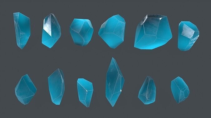 cystal set Low-poly 3D model