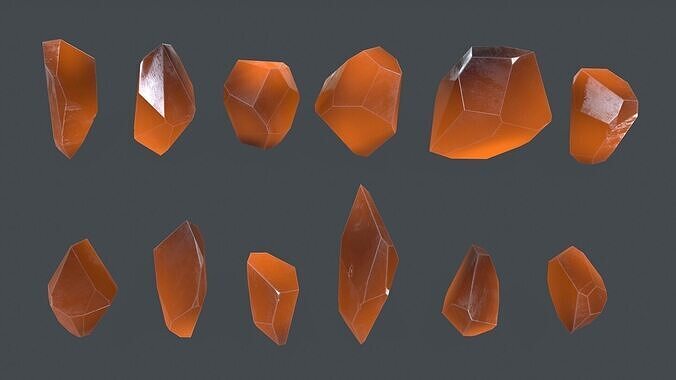 crystal set Low-poly 3D model