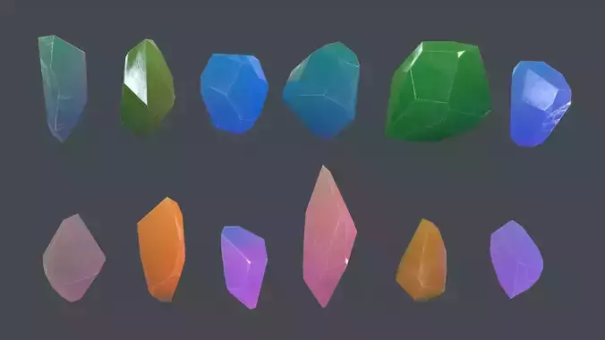 crystal set Low-poly 3D model