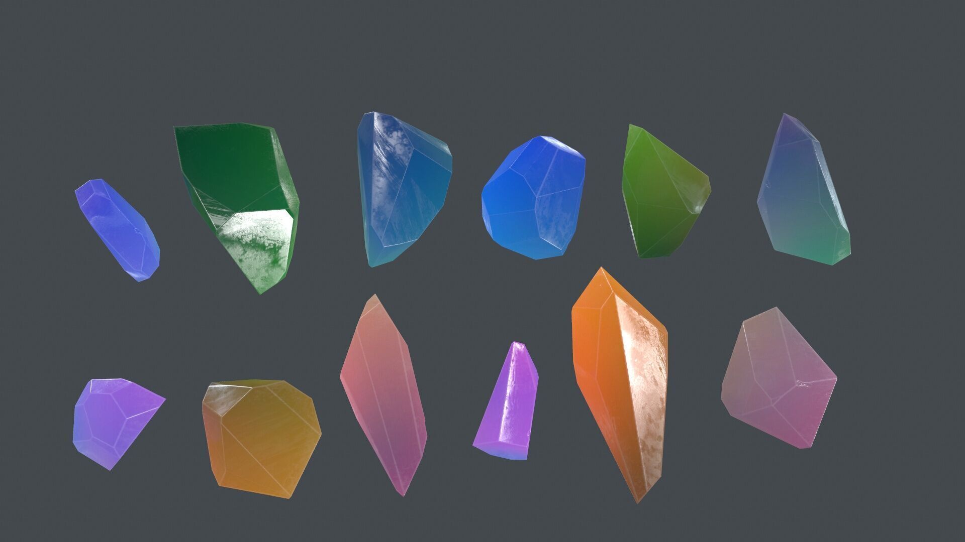 crystal set Low-poly 3D model_5
