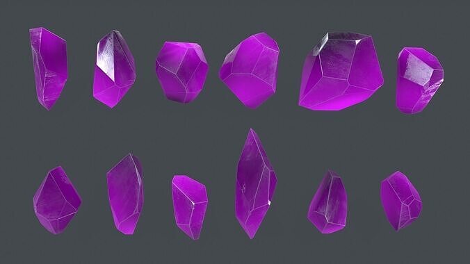 crystal set Low-poly 3D model