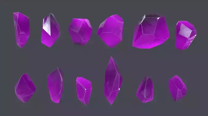 crystal set Low-poly 3D model