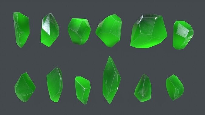 crystal set Low-poly 3D model