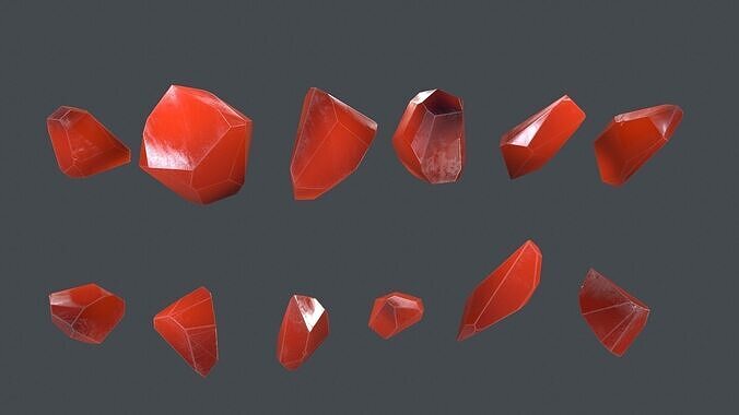 crystal set Low-poly 3D model