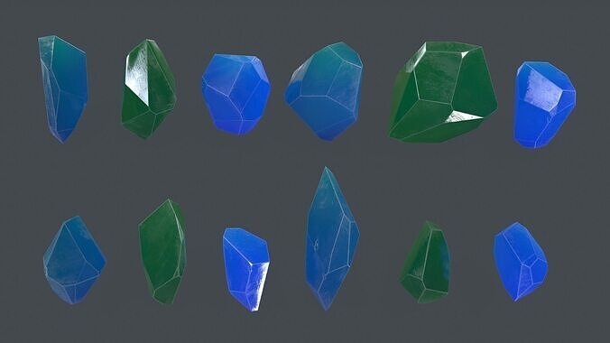 crystal set Low-poly 3D model