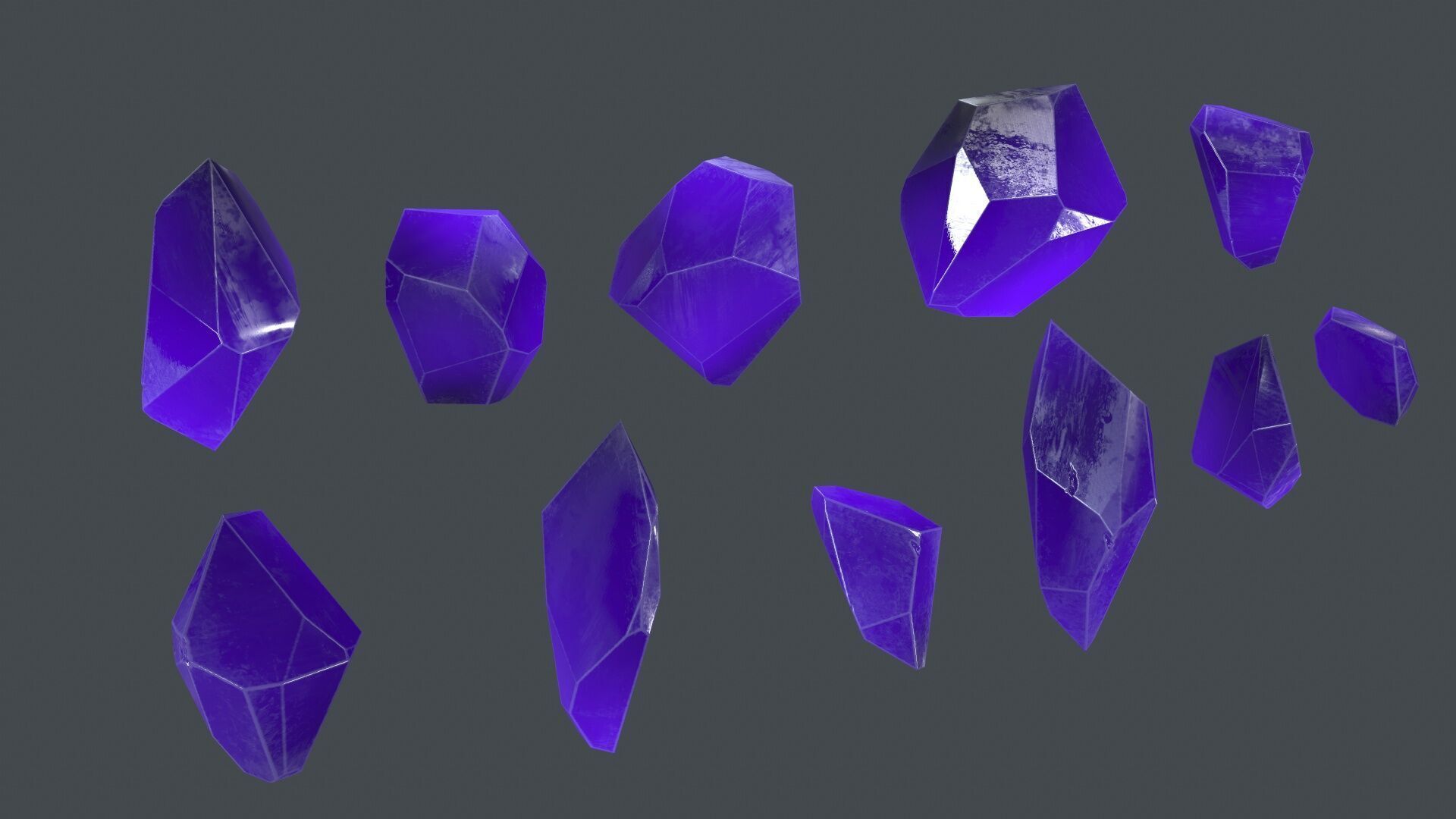 crystal set Low-poly 3D model_4