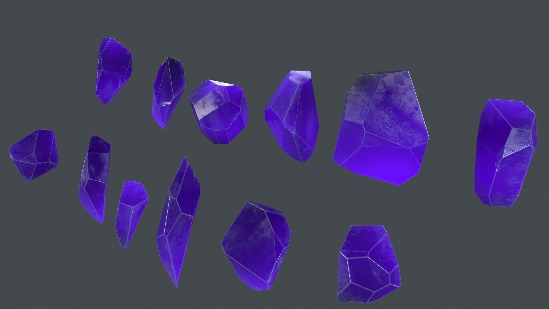 crystal set Low-poly 3D model_3