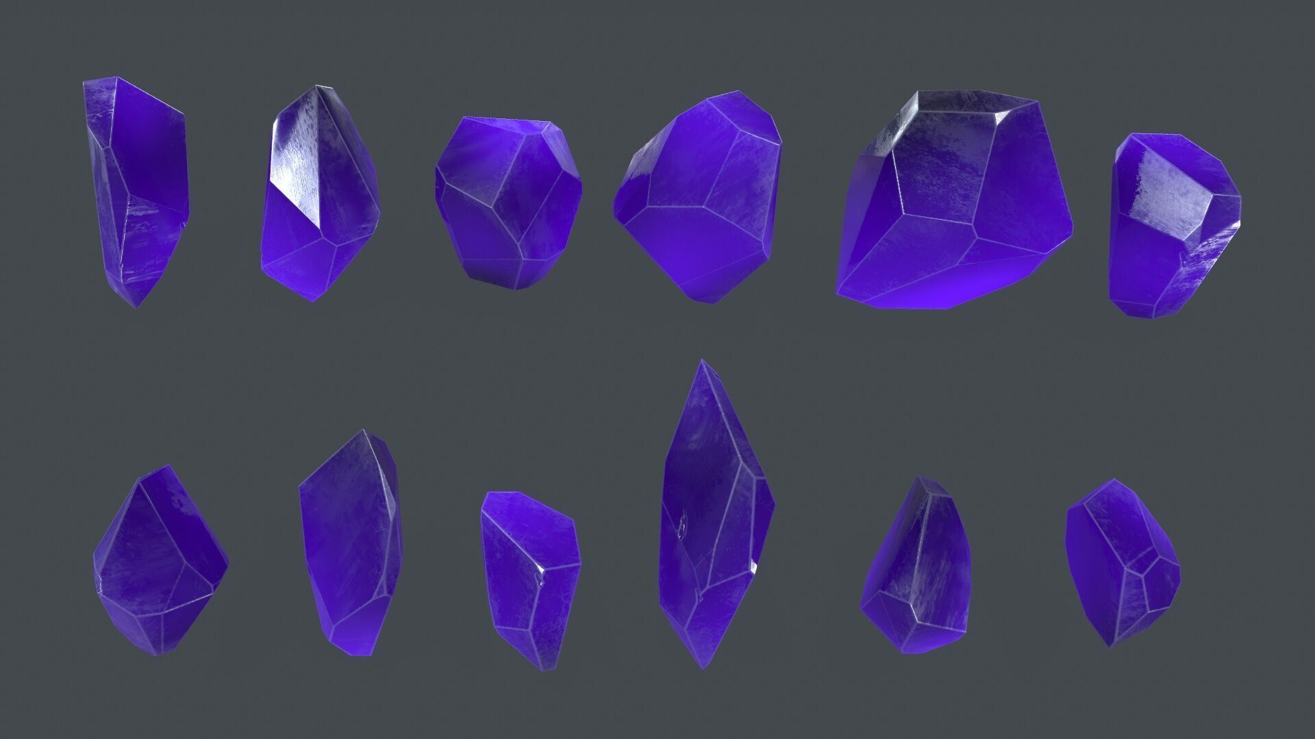 crystal set Low-poly 3D model_1