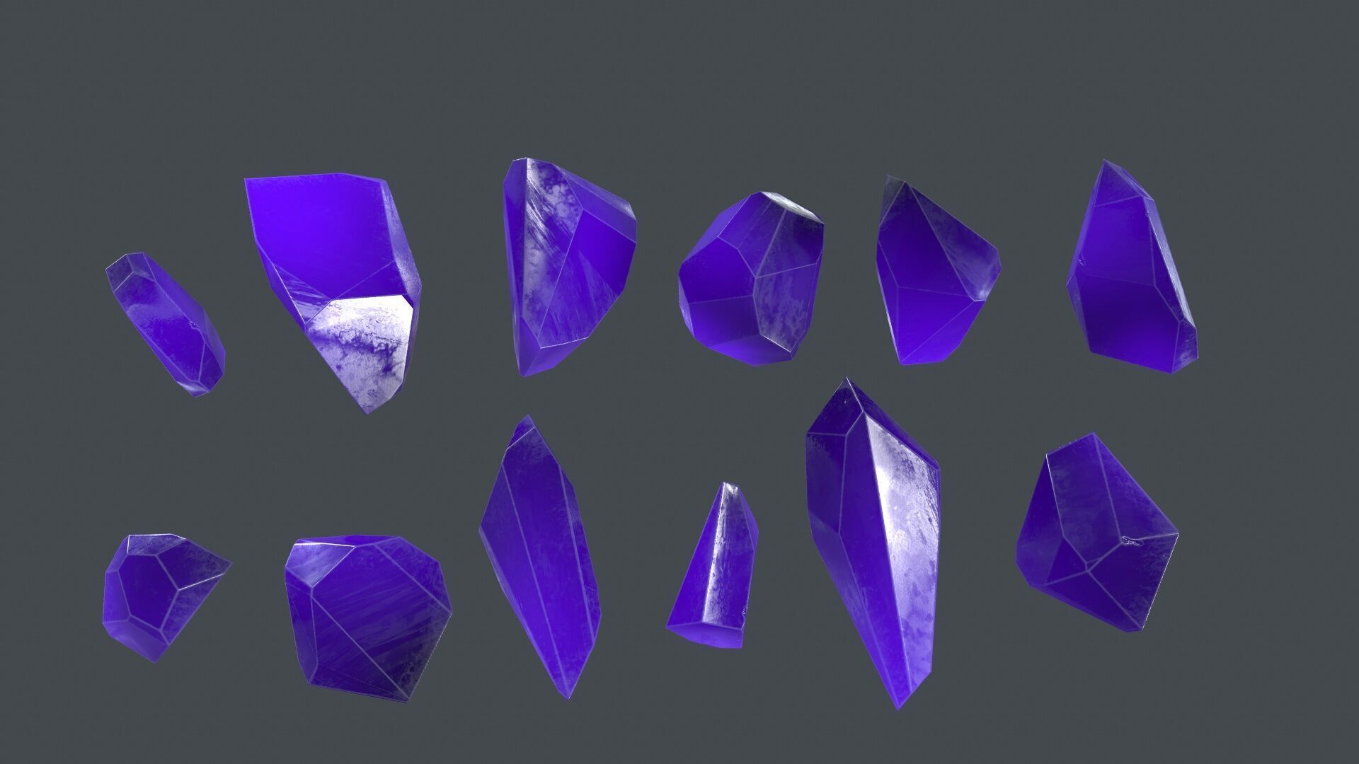 crystal set Low-poly 3D model_5