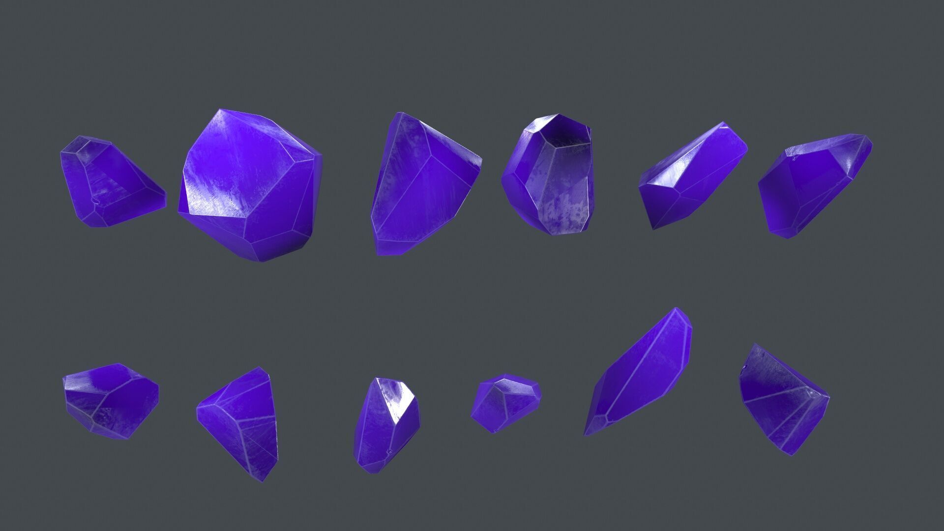 crystal set Low-poly 3D model_2