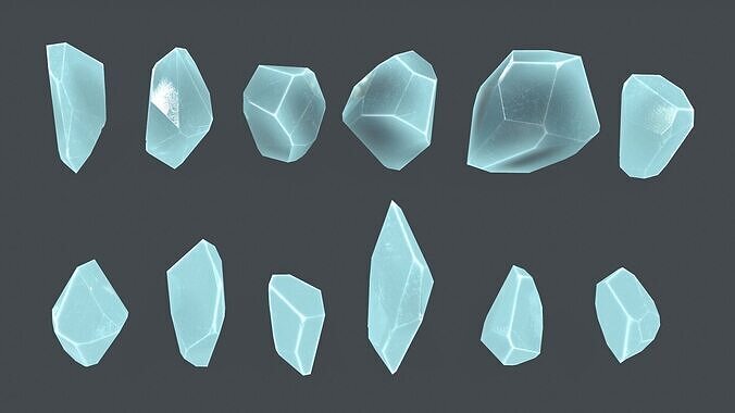 crystal set Low-poly 3D model