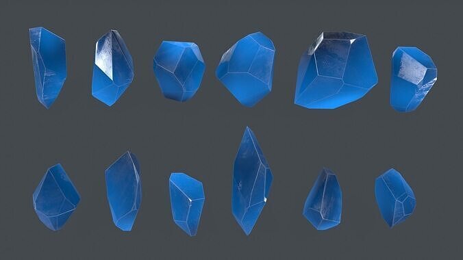 crystal set Low-poly 3D model