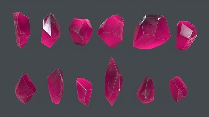 crystal set Low-poly 3D model