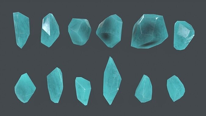 crystal set Low-poly 3D model