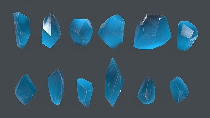 crystal set Low-poly 3D model