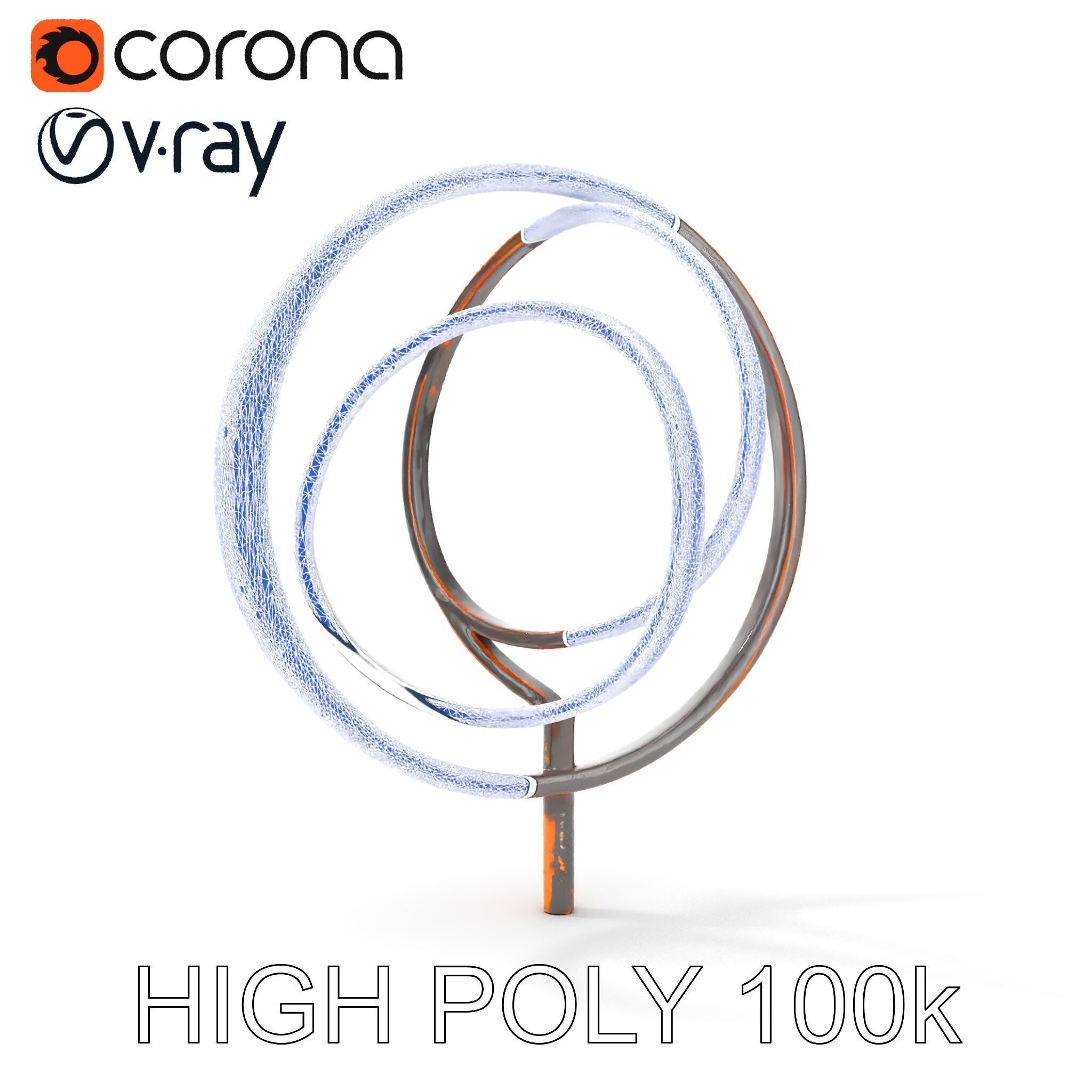 Metal Sculpture Rings Model Pack Low-poly 3D model_30