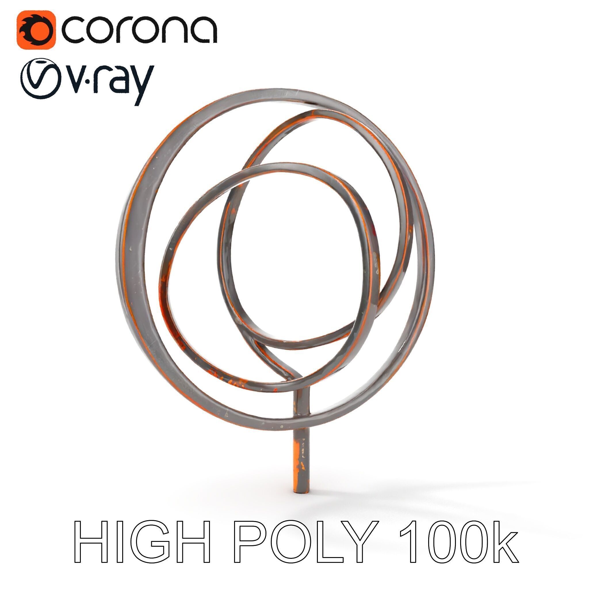 Metal Sculpture Rings Model Pack Low-poly 3D model_10