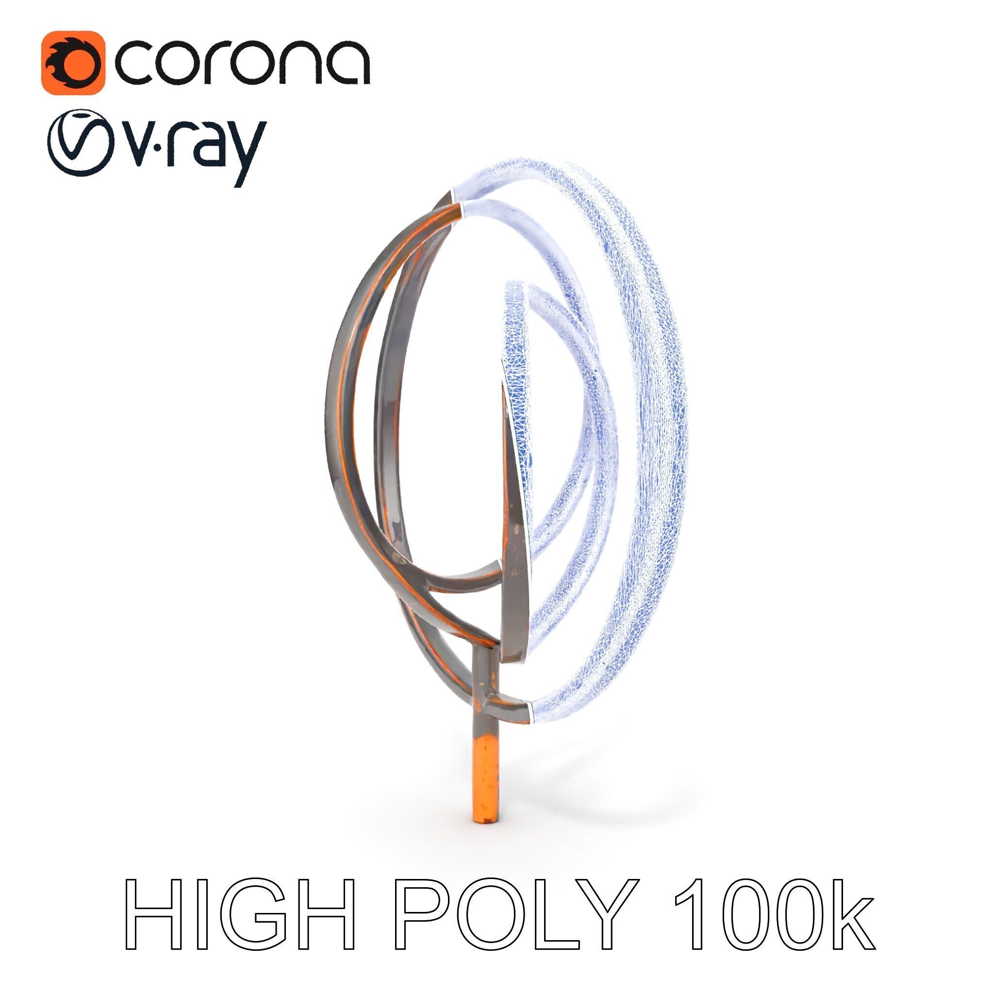 Metal Sculpture Rings Model Pack Low-poly 3D model_28