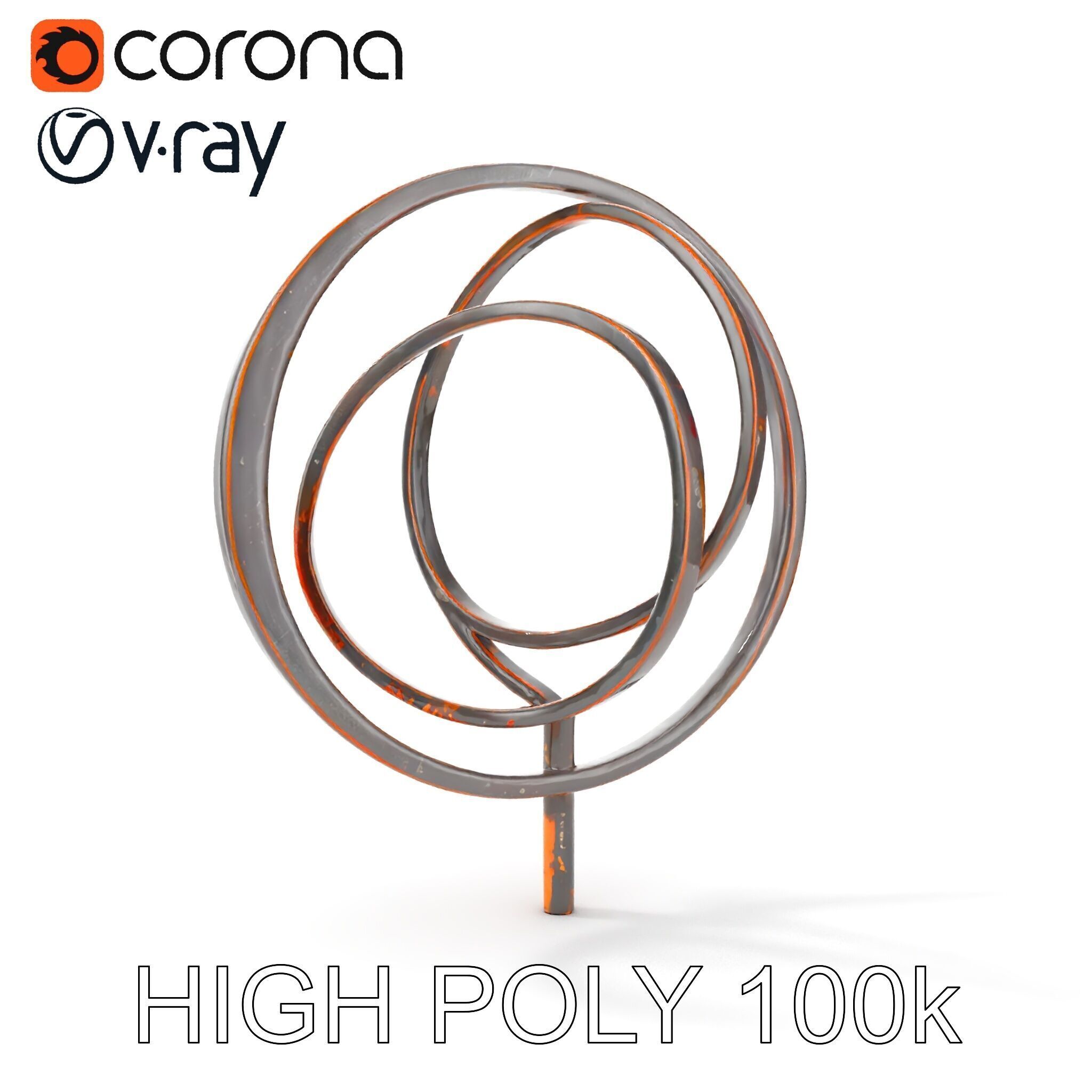 Metal Sculpture Rings Model Pack Low-poly 3D model_20