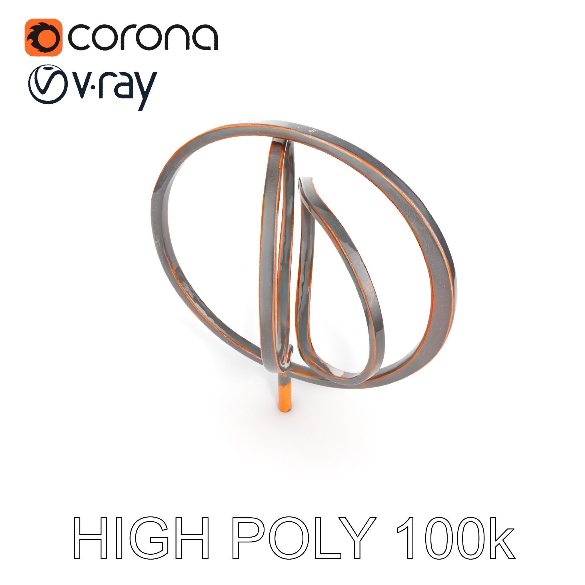 Metal Sculpture Rings Model Pack Low-poly 3D model_12