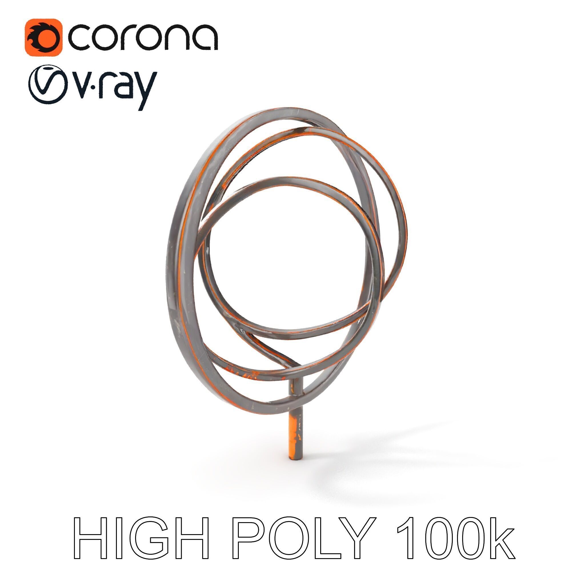 Metal Sculpture Rings Model Pack Low-poly 3D model_7