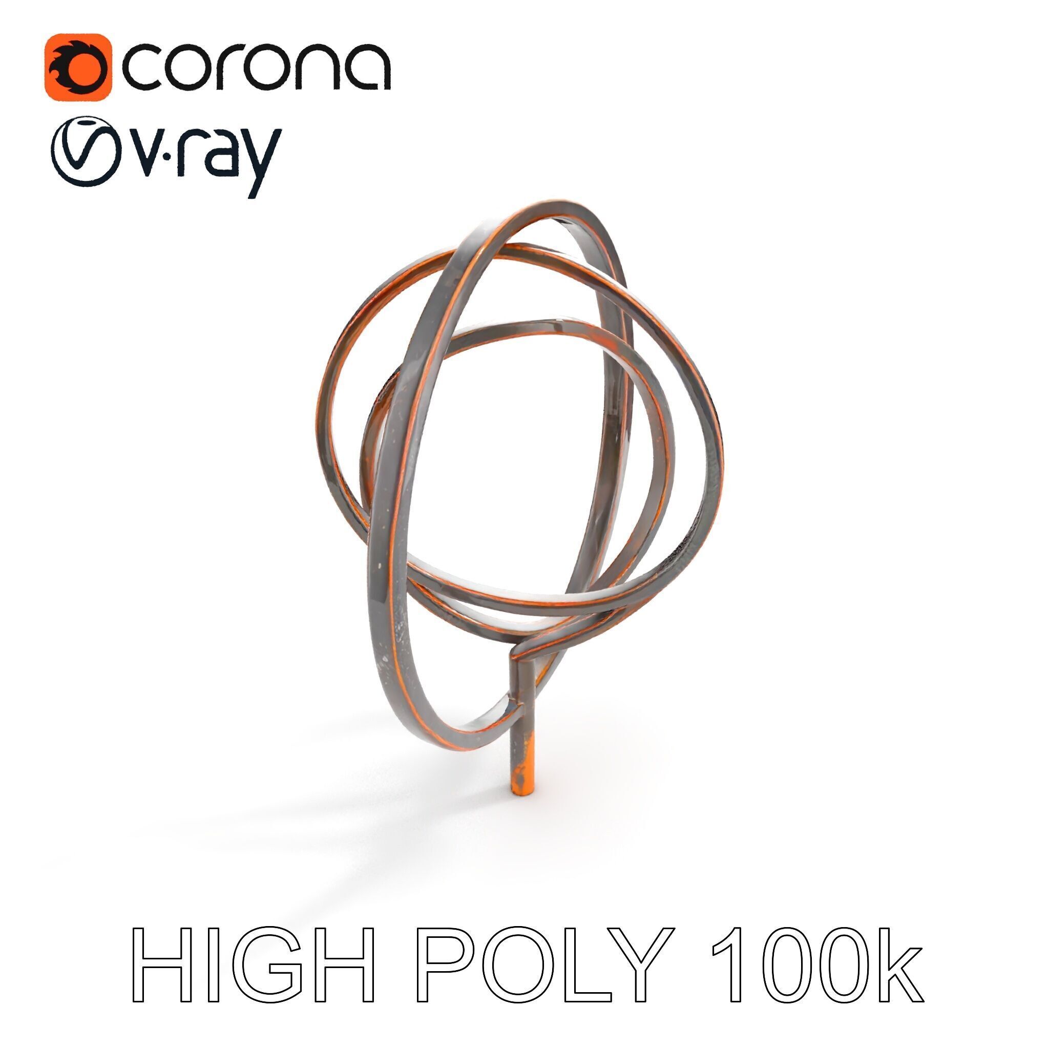 Metal Sculpture Rings Model Pack Low-poly 3D model_15