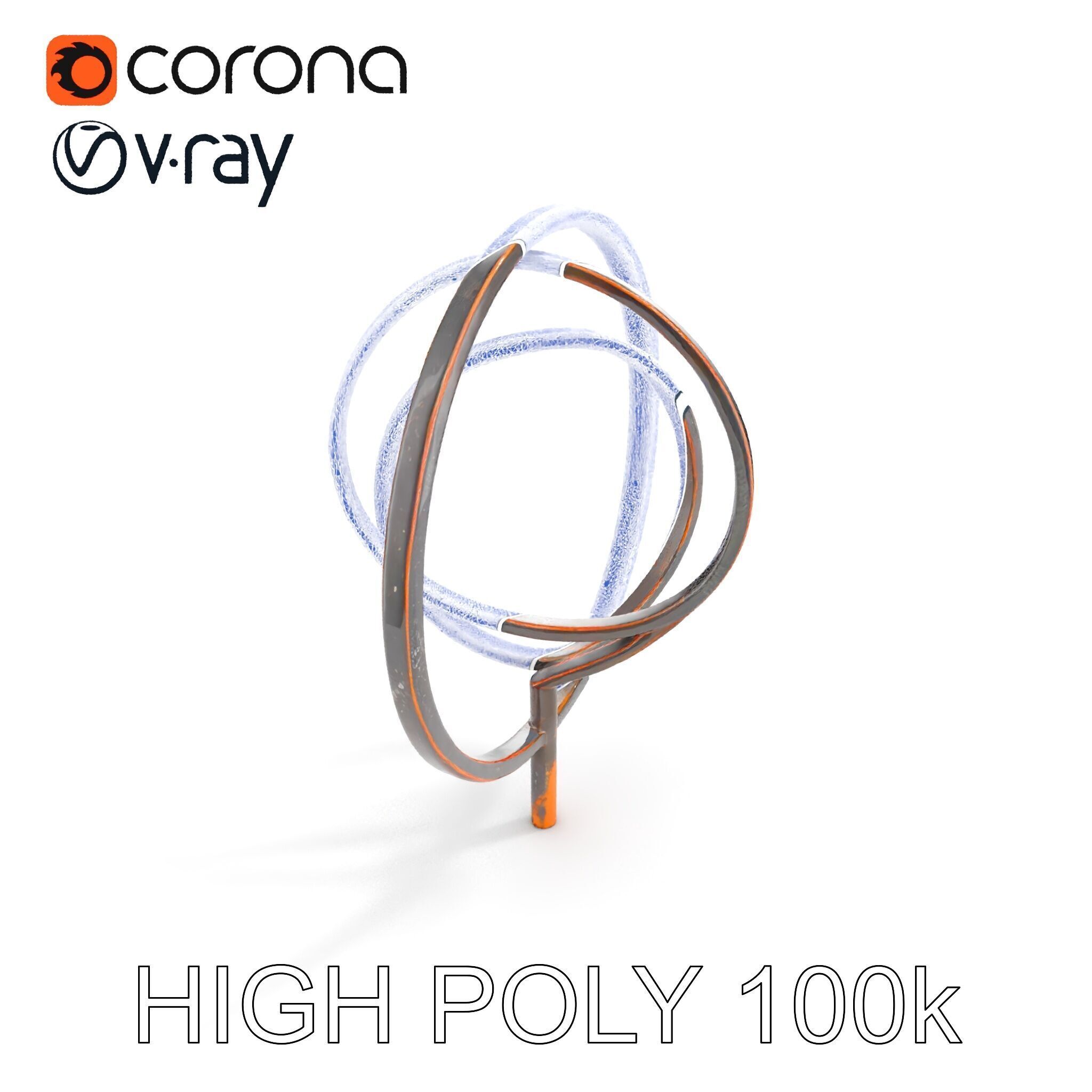 Metal Sculpture Rings Model Pack Low-poly 3D model_16