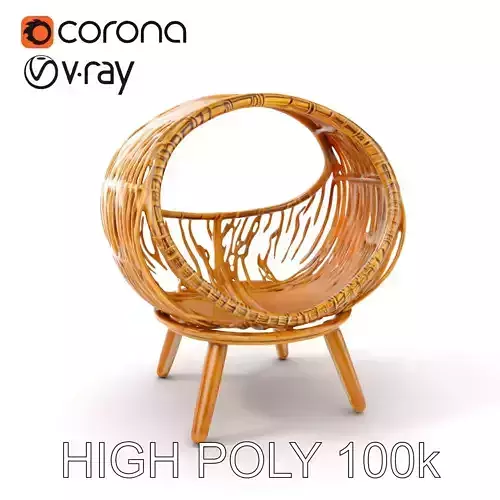 Wicker Cat Bed D Model Pack Low-poly 3D model