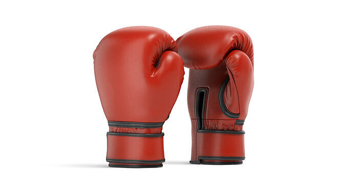 Red Leather Boxing Gloves - sparring kickboxing equipment  3D model