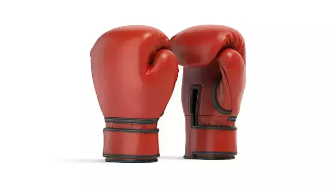 Red Leather Boxing Gloves - sparring kickboxing equipment  3D model