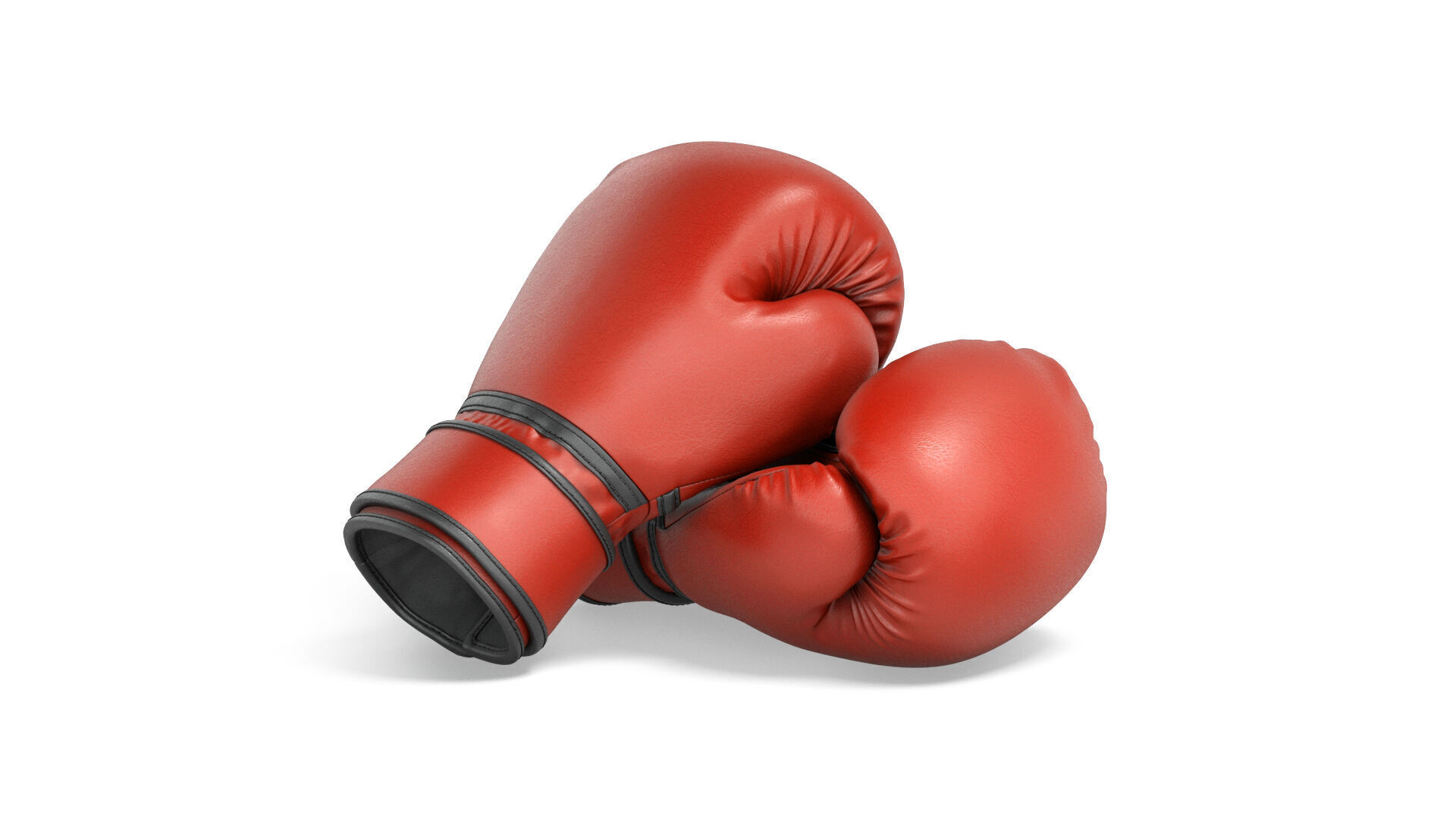 Red Leather Boxing Gloves - sparring kickboxing equipment  3D model_2