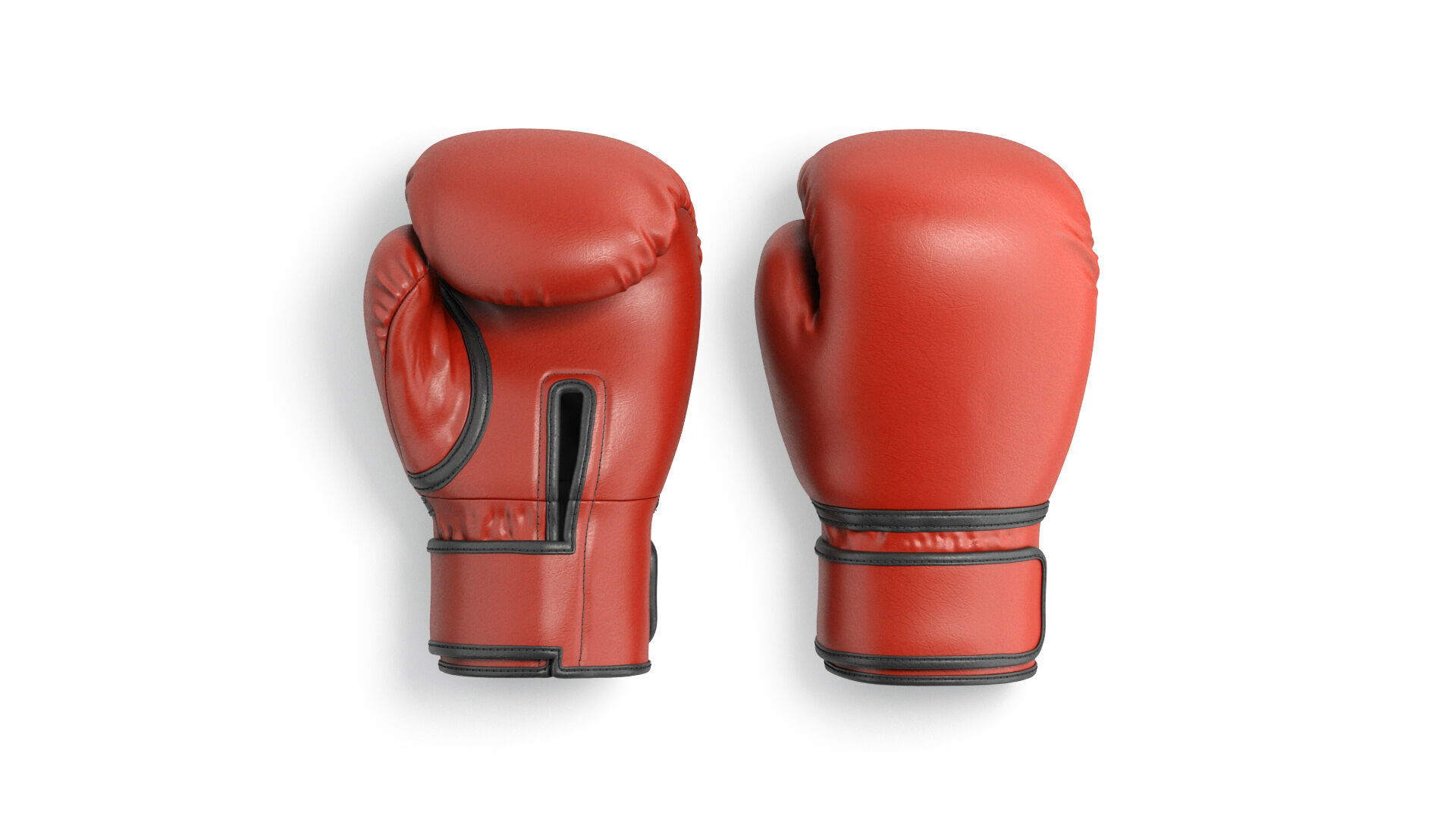 Red Leather Boxing Gloves - sparring kickboxing equipment  3D model_3