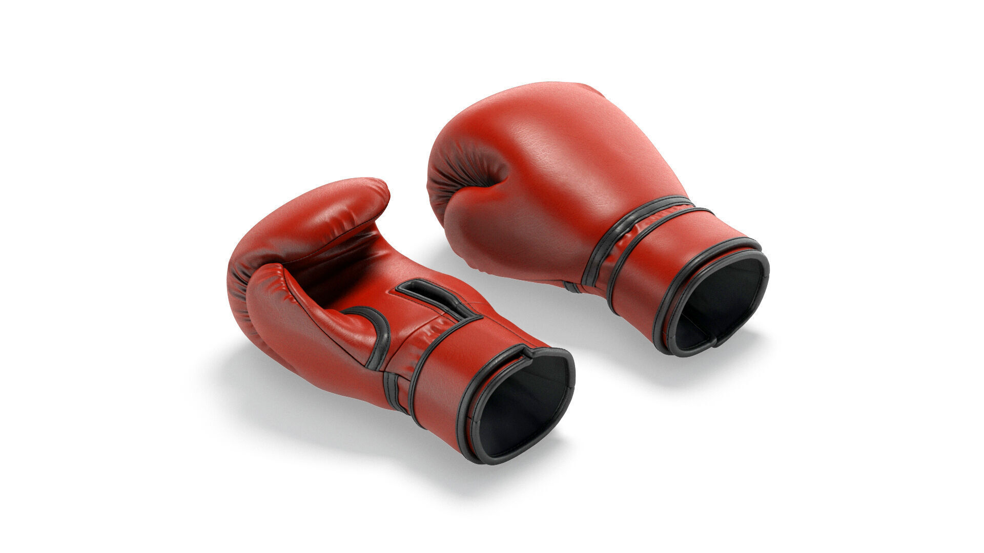 Red Leather Boxing Gloves - sparring kickboxing equipment  3D model_4