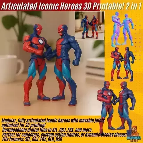 Modern Superhero Duo 3D Printable Figurine Set