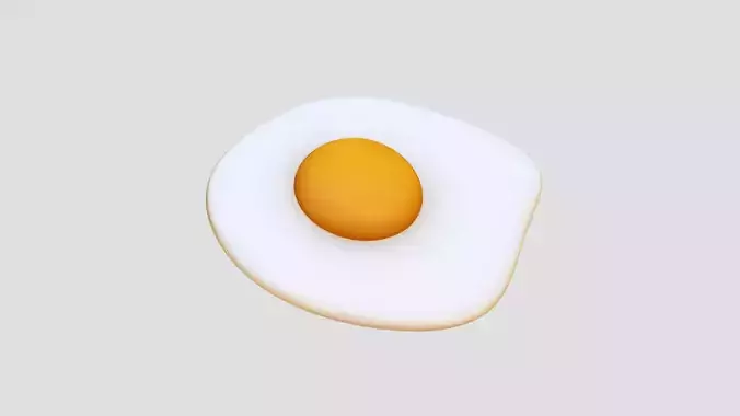 Fried Egg Cartoon Low-poly 3D model