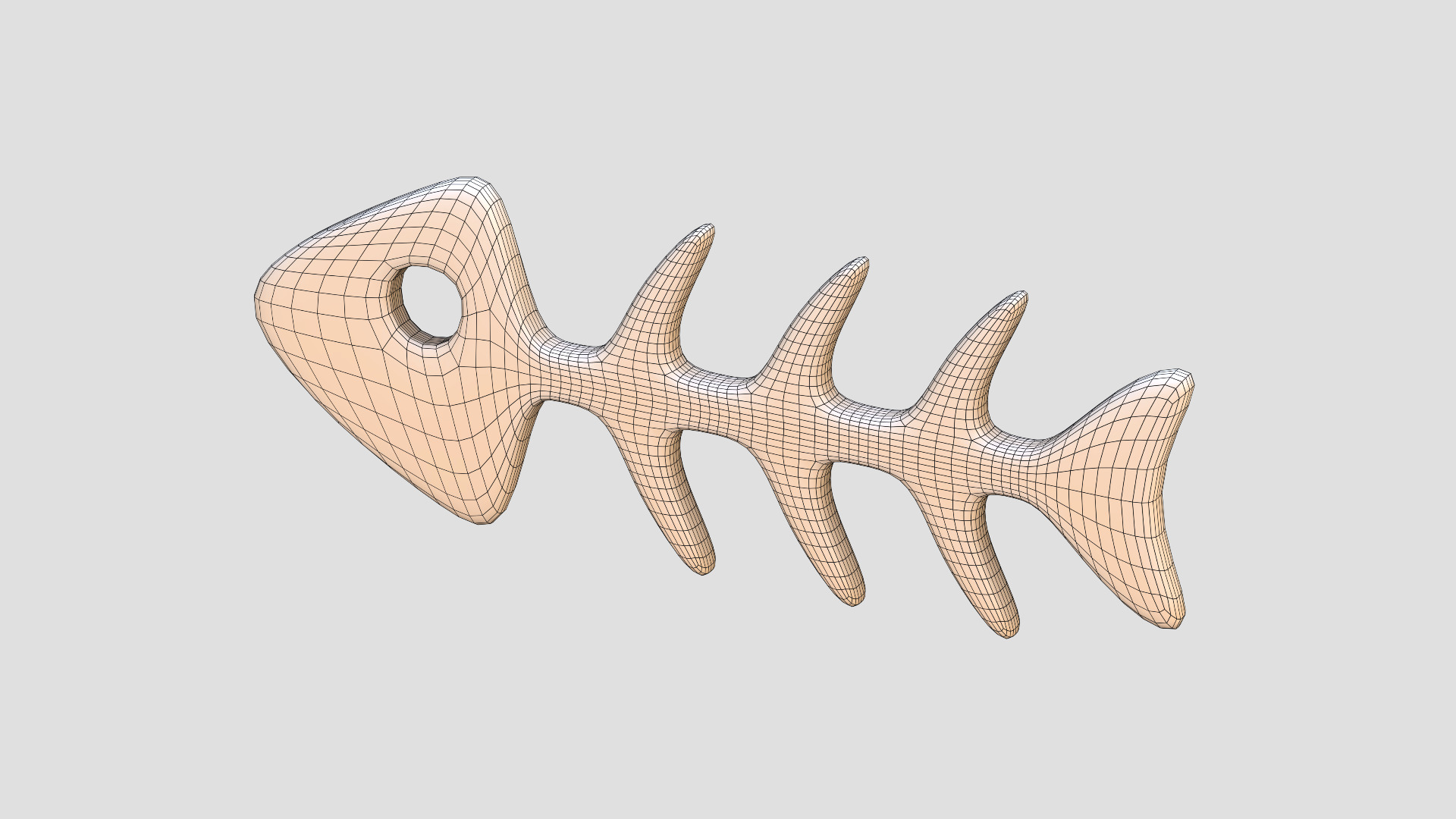 Fish Bone Cartoon Low-poly 3D model_4