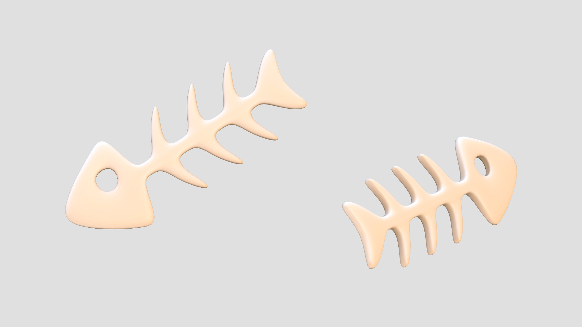 Fish Bone Cartoon Low-poly 3D model_3