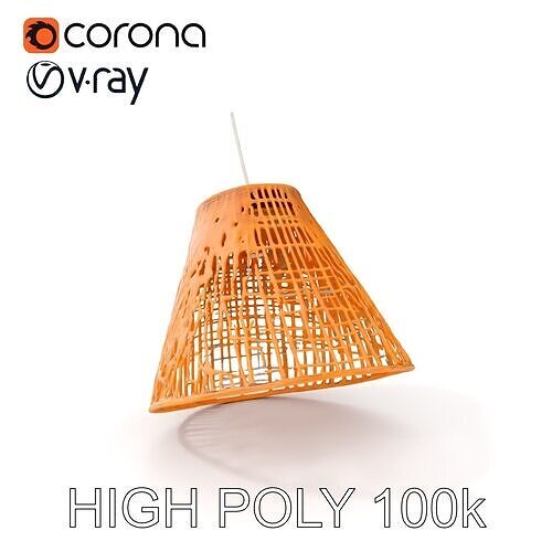 Modern Rattan Lamp Shade Model Pack Low-poly 3D model